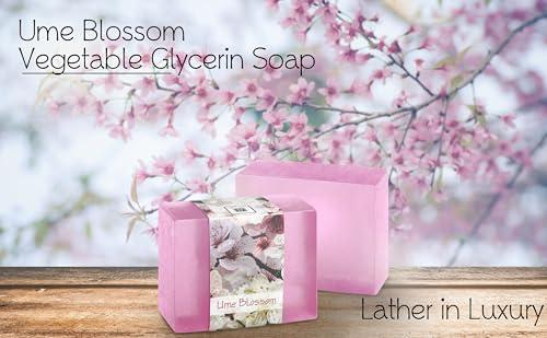 Nabila K Glycerin Bar Soap Ume Blossom Scent - Natural, Vegan-Friendly, Hypoallergenic - Moisturizing and Hydrating with 100% Vegetable Glycerin - Sulfate-Free, Paraben-Free, Chemical-Free - 4.5 oz
