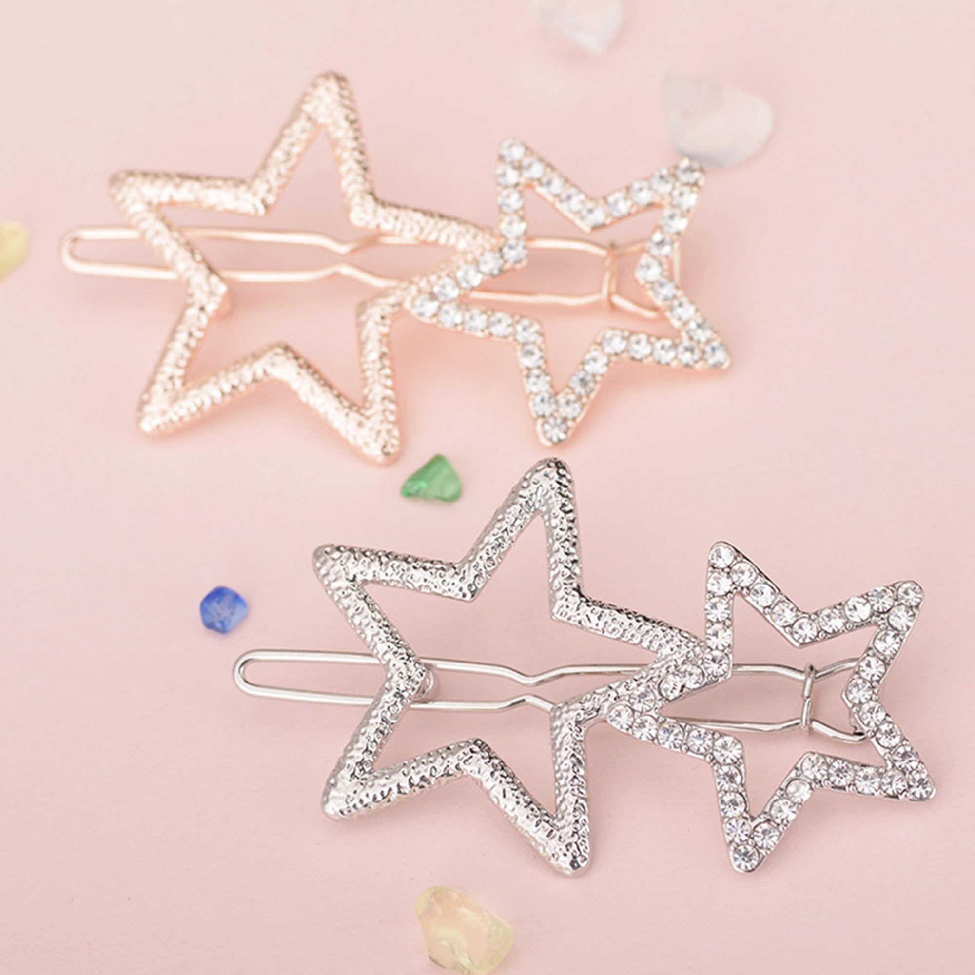 AEGYPIUS AEGYPIUS Star Hair Clips, 2 Pcs Star Clips Hair Star Hair Clip, Y2k Hair Accessories Star Barrettes Y2k Hair Clips, Star Hairclips Silver Star Hair Clips Star Hair Pins Star Hair Clips for Women