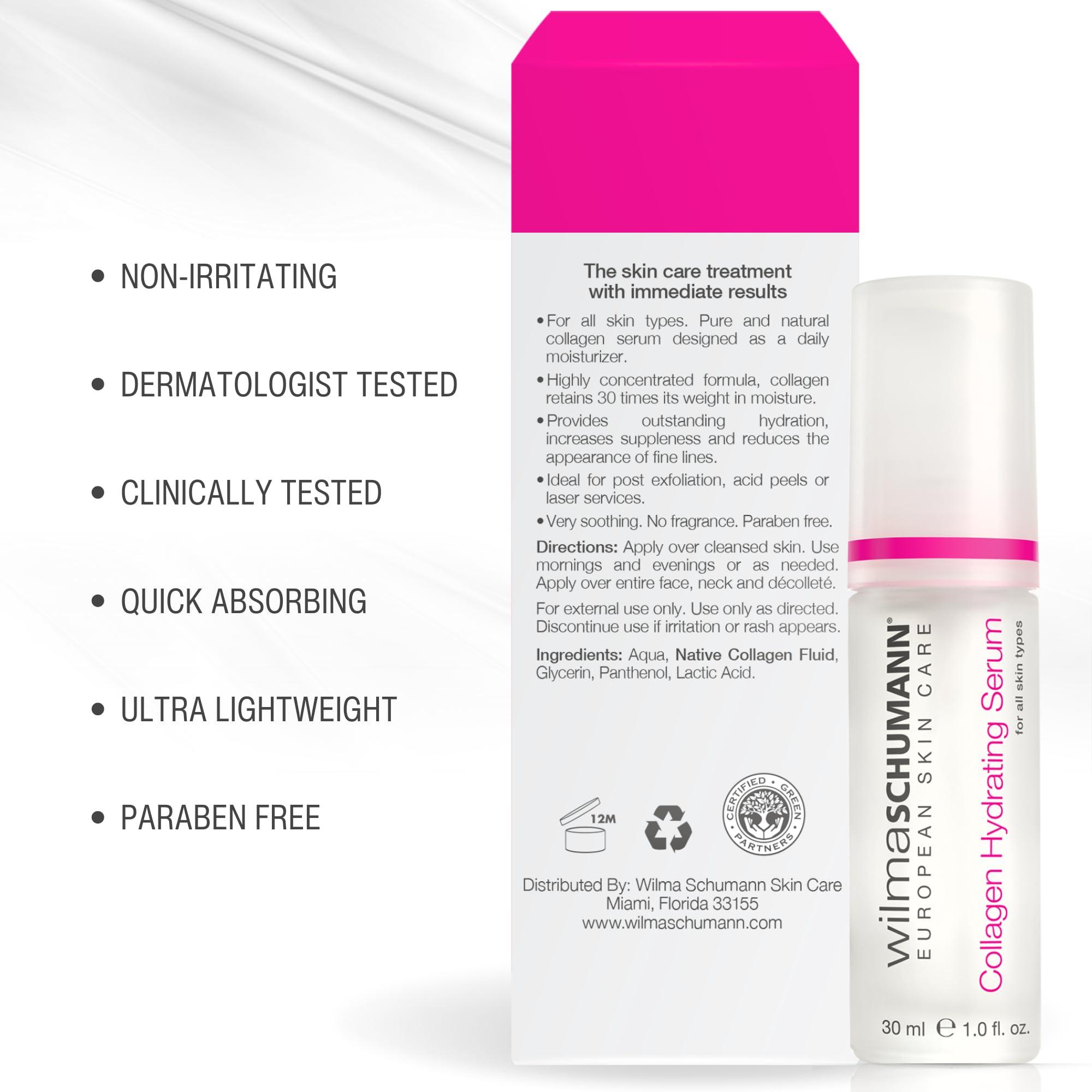 WILMA SCHUMANN Collagen Moisturizing Serum + Eye Contour Serum Bundle, Reduces Fine Lines and Wrinkles, Set Includes (2) 1OZ/30ML Bottles