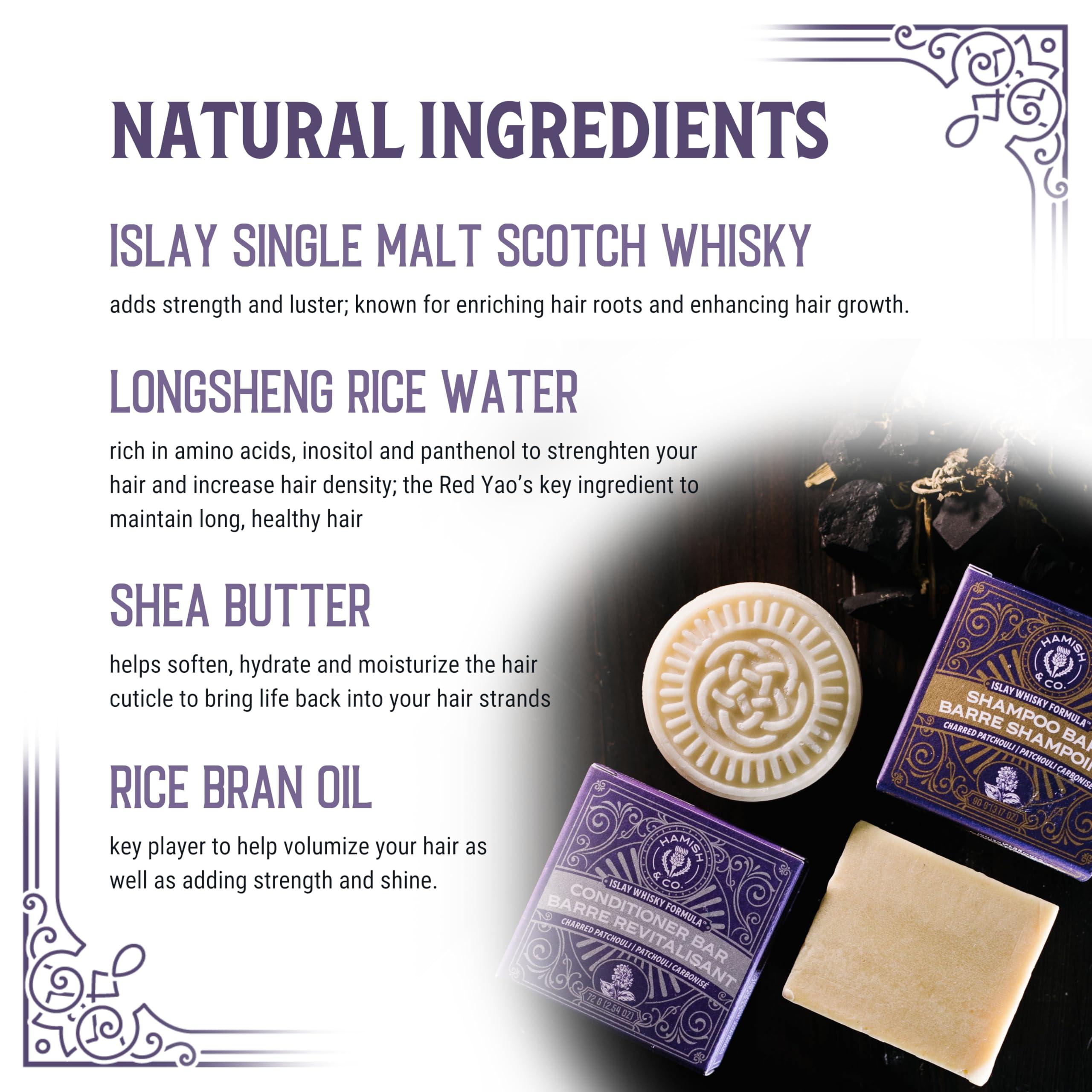 Viori Hamish & Co. Shampoo Bar - Charred Patchouli - Shampoo for Men - Handcrafted with Scottish Islay and Whiskey Infused - Made from Natural Ingredients - Sulfate, Paraben, Cruelty, and Plastic-Free