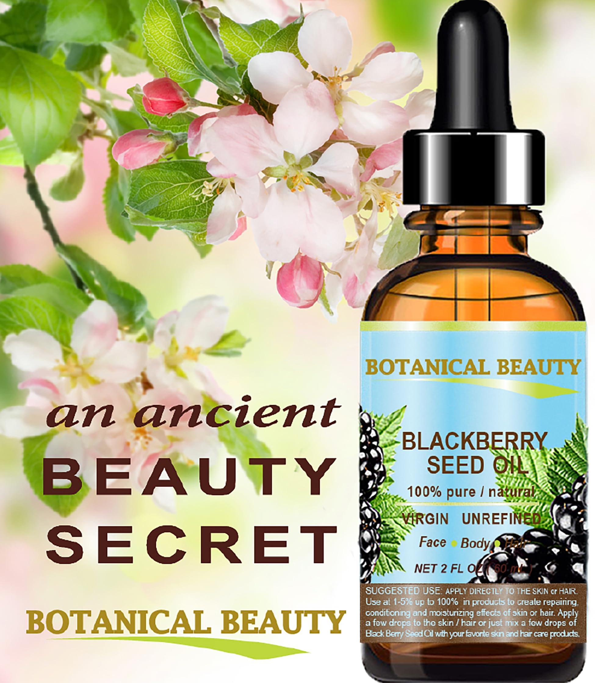 Botanical Beauty Botanical Beauty BLACKBERRY SEED OIL 100% Pure Natural Virgin Unrefined Cold Pressed Undiluted Carrier Oil. 2 Fl. oz -60 ml. for Face, Skin, Body, Hair, Lip, Nails