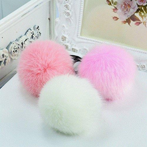 esowemsn 2Pcs Colorful Fashion Feather Ball Shape Elastic Ponytail Holder Hair Band Tie Headband(Color Random)
