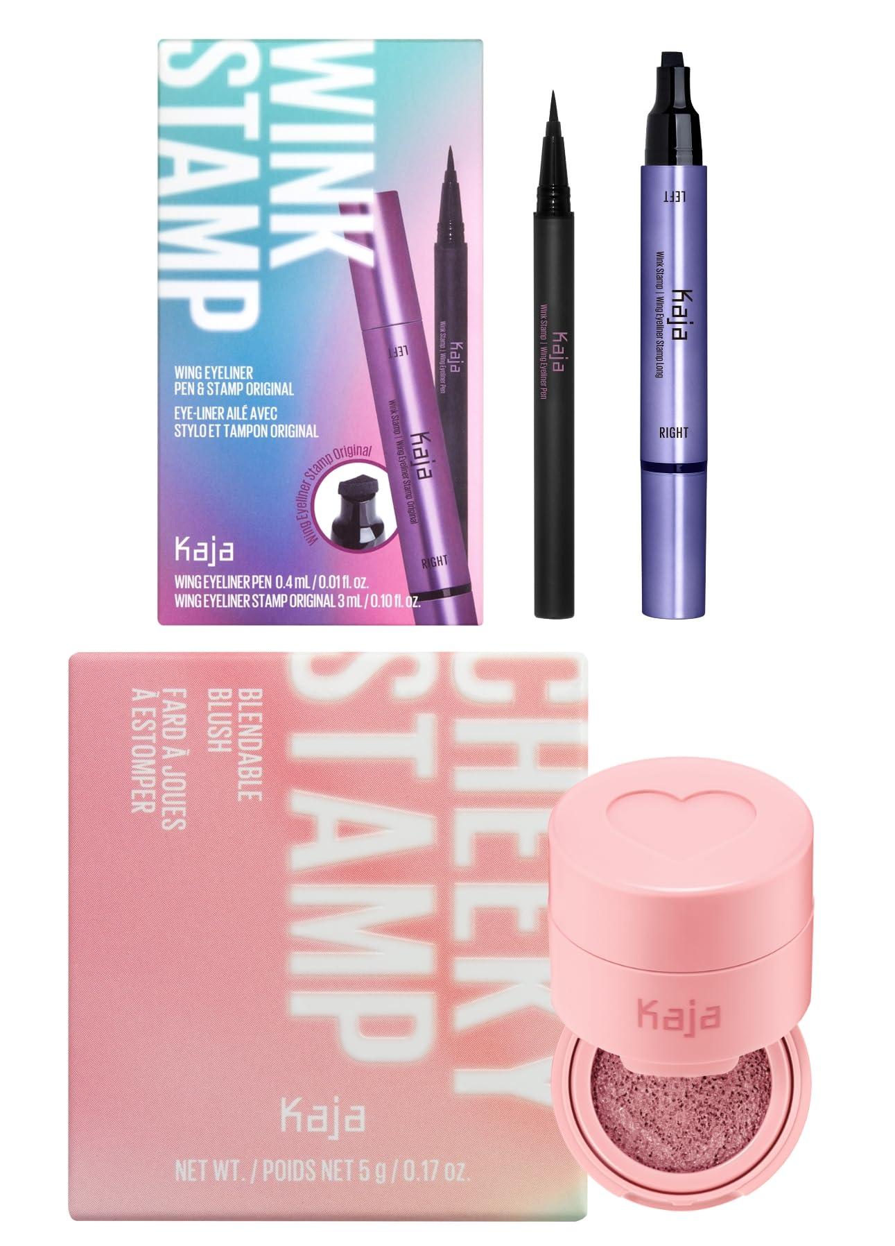 Kaja Kaja Winged Eyeliner & Pen - Wink Stamp + Blush - Cheeky Stamp 05 Sassy, 0.17 Oz Bundle