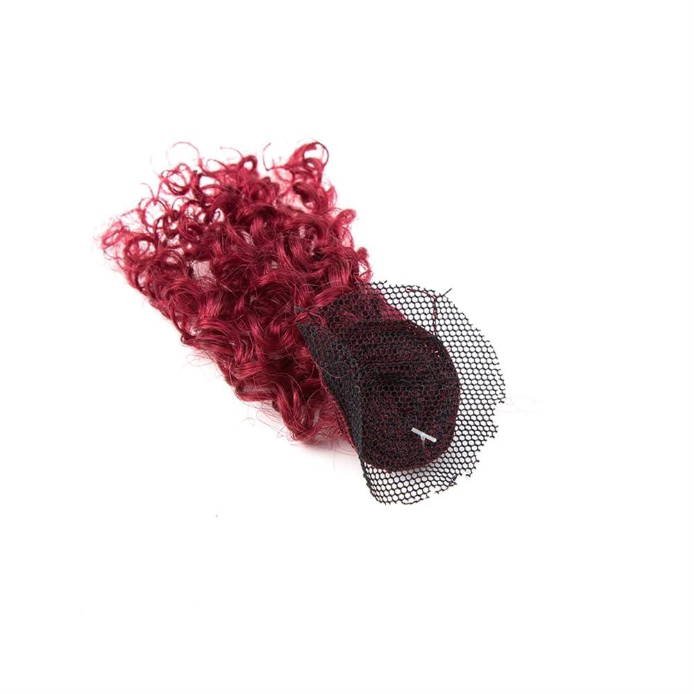 Generic 30# Red Burgundy 99J 5 Bundles Remy Hair Extention Double Drawn Short Indian Kinky Curly Bundles With Clocure #33 6inches#5Pcs/Lot