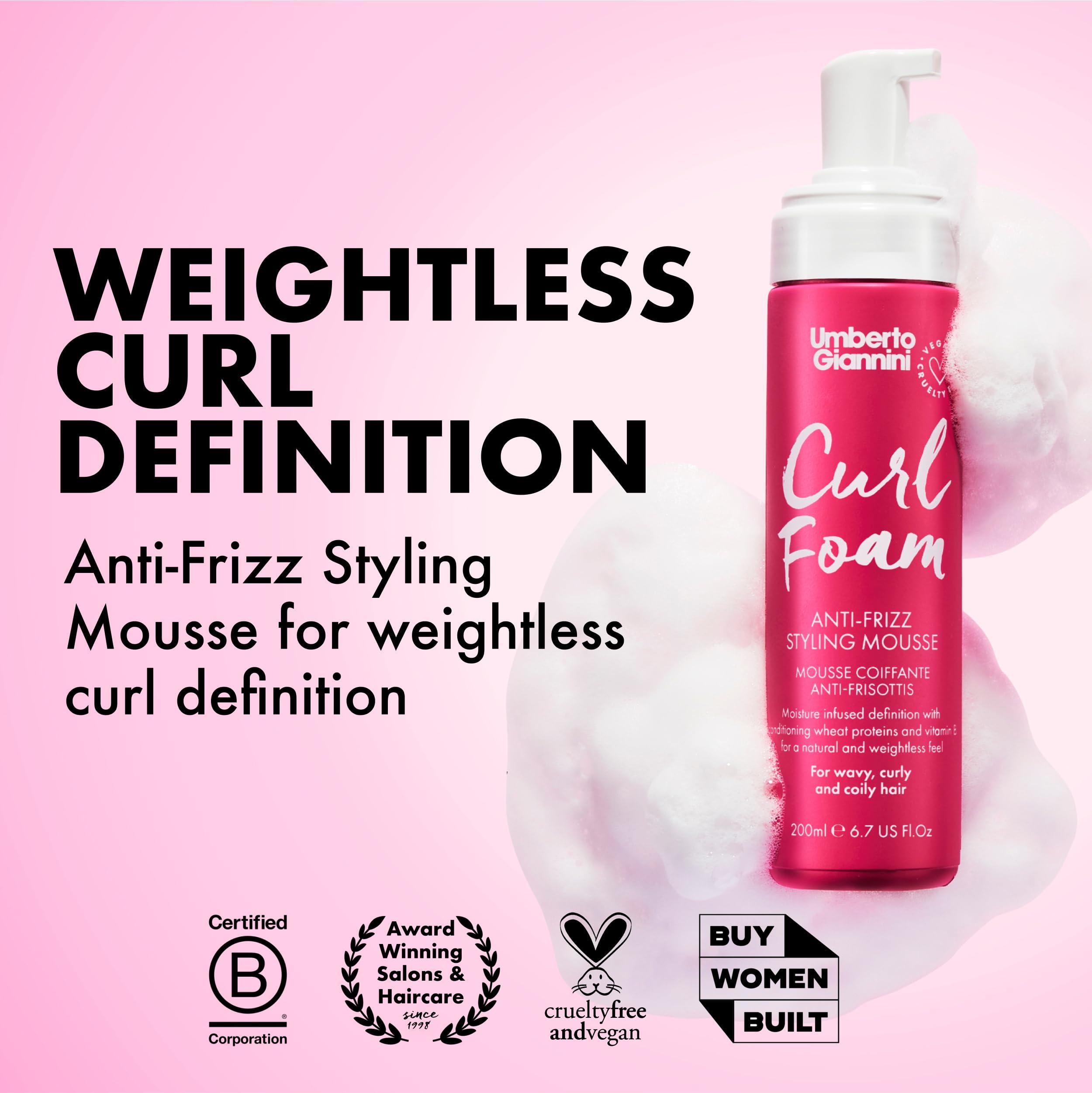 Umberto Giannini Umberto Giannini Curl Jelly & Foam Mousse Duo - Vegan & Cruelty-Free Styling Gel and Mousse for Defrizzing Curly or Wavy Hair
