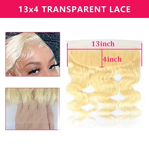 BERRYS FASHION BERRYS FASHION 613 Frontal 13x4 13x6 Human Hair 12A, Blonde Transparent Lace Frontal Only for Black Women, Body Wave Straight, 100% Brazilian Virgin Human Hair, Pre Plucked Hairline, 16 inch
