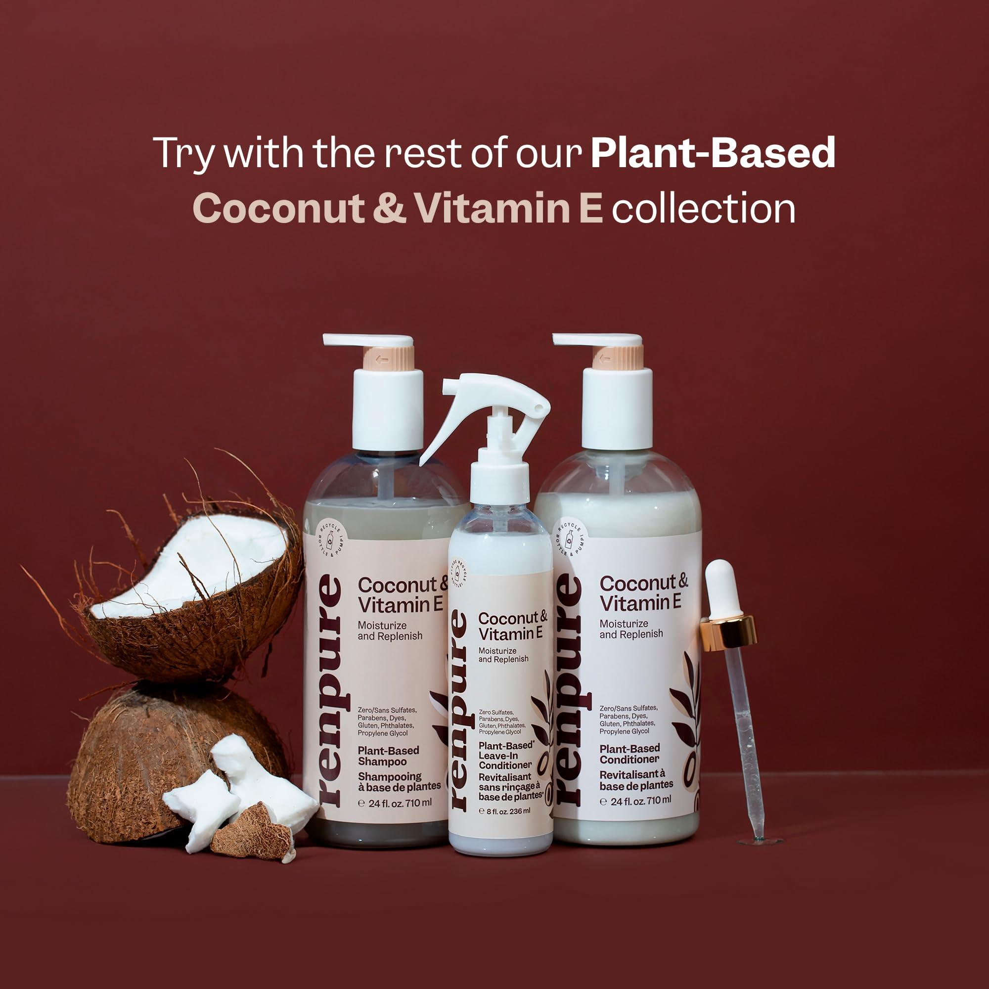 RENPURE Renpure Coconut & Vitamin E Shampoo & Conditioner Set, Plant-Based Nourishes & Seals In Moisture For Soft, Healthy Hair For Dry, Lifeless Hair Coconut Oil & Vitamin E - 24 Fl Oz each, 2 Pack