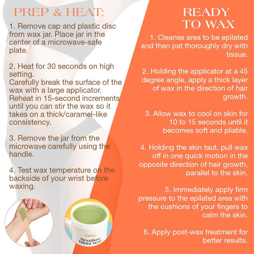 GiGi GiGi Brazilian Bikini Wax Microwave Formula, Painless, Residue-Free Hard Wax for Coarse Hair, Perfect for Sensitive Areas, 8 oz, 1-pack