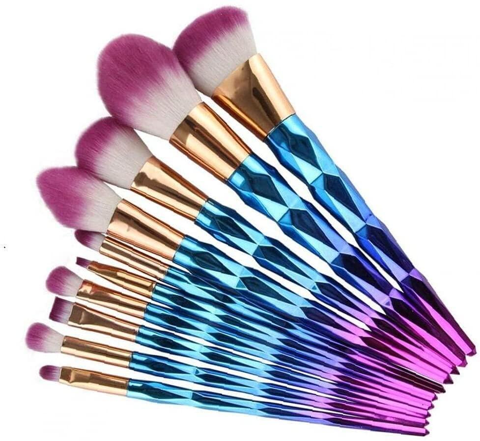 Generic Generic Rainbow Makeup Brush Set Makeup Brushes Diamond Multi-Coloured Synthetic Make-Up Brushes Eyeshadow Eyebrow Brushes Set (10pcs), Black