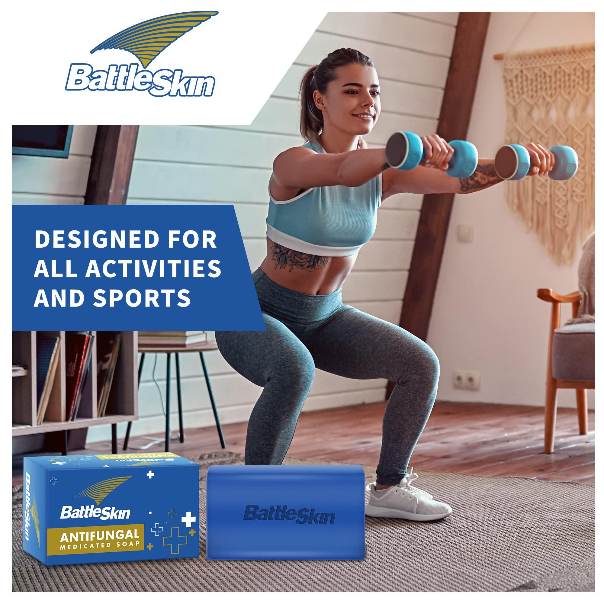 Battleskin Battleskin Antifungal Medicated Soap Bar, Tea Tree Oil Body Soap Bar, Athletes Foot Jock Itch Ringworm Yeast Infection Treatment With Natural Oil
