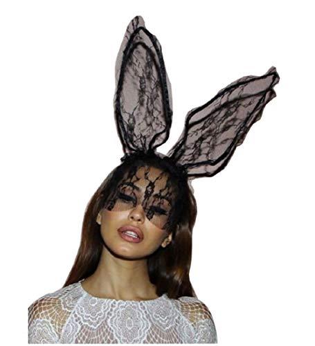 JJ-GOGO JJ-GOGO Sexy Lace Party Ears Rabbit Hairband Ears Lace Mask Veil
