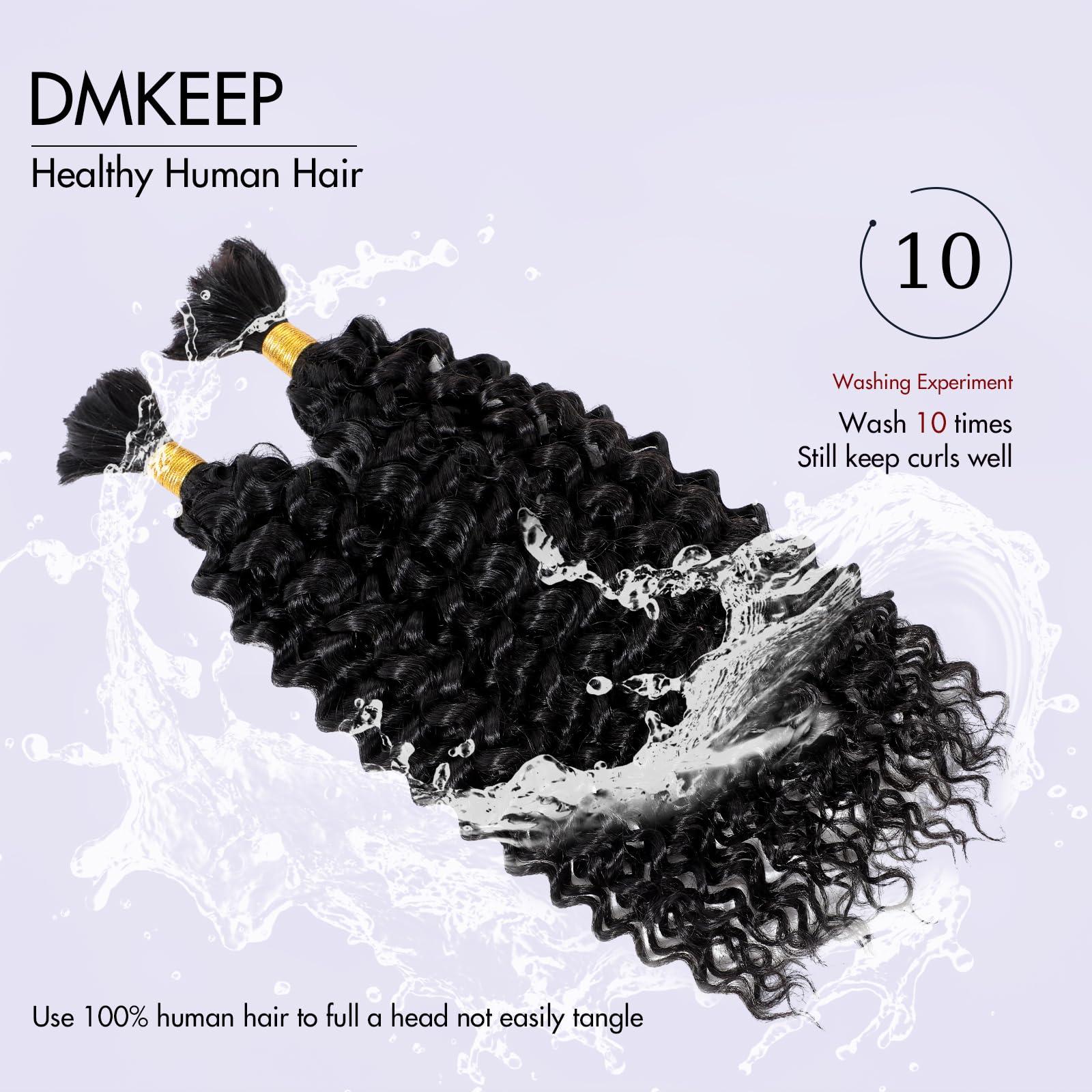 DMKEEP DMKEEP Top Grade Water Wave Human Braiding Hair 2 Bundles 100g Human Hair Braiding Hair No Weft Bulk Human Hair for Braiding Hair Extensions Jet Black 20 Inch