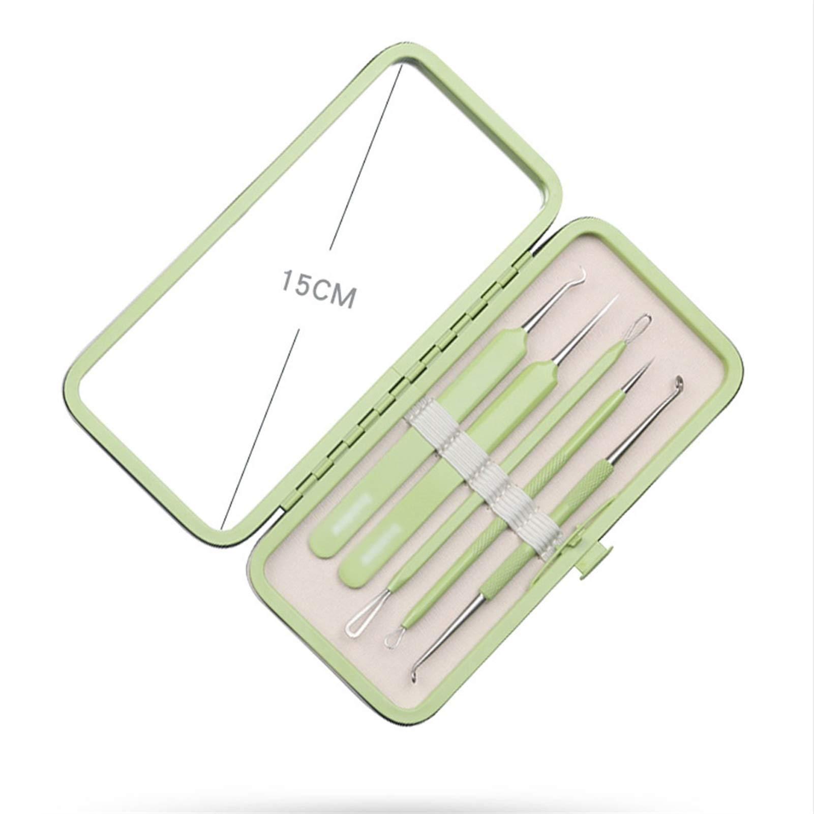 XINGTUO Pimple Popper Tool Kit 5PCS Blackhead Remover Kit Pimple Comedone Extractor Tool Set Treatment for Blemish, Zit, Acne Whitehead Tweezers Kit with 5X Magnifying Mirror Blackhead Remover Tools
