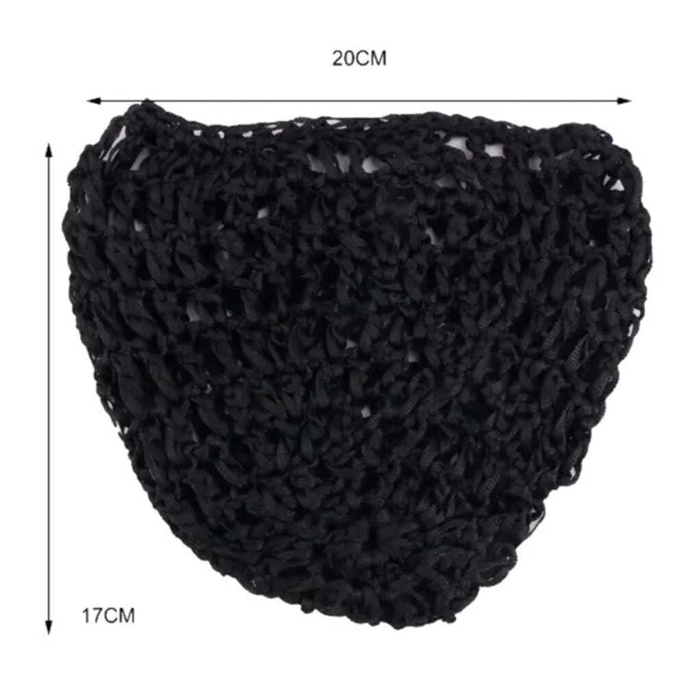 Tubi Tubi Mesh Crochet Hair Net Knit Snood Hat Thick Short Women Hairnet Wrap Doobie Snoods Cover Ornament for Sleeping (Black)