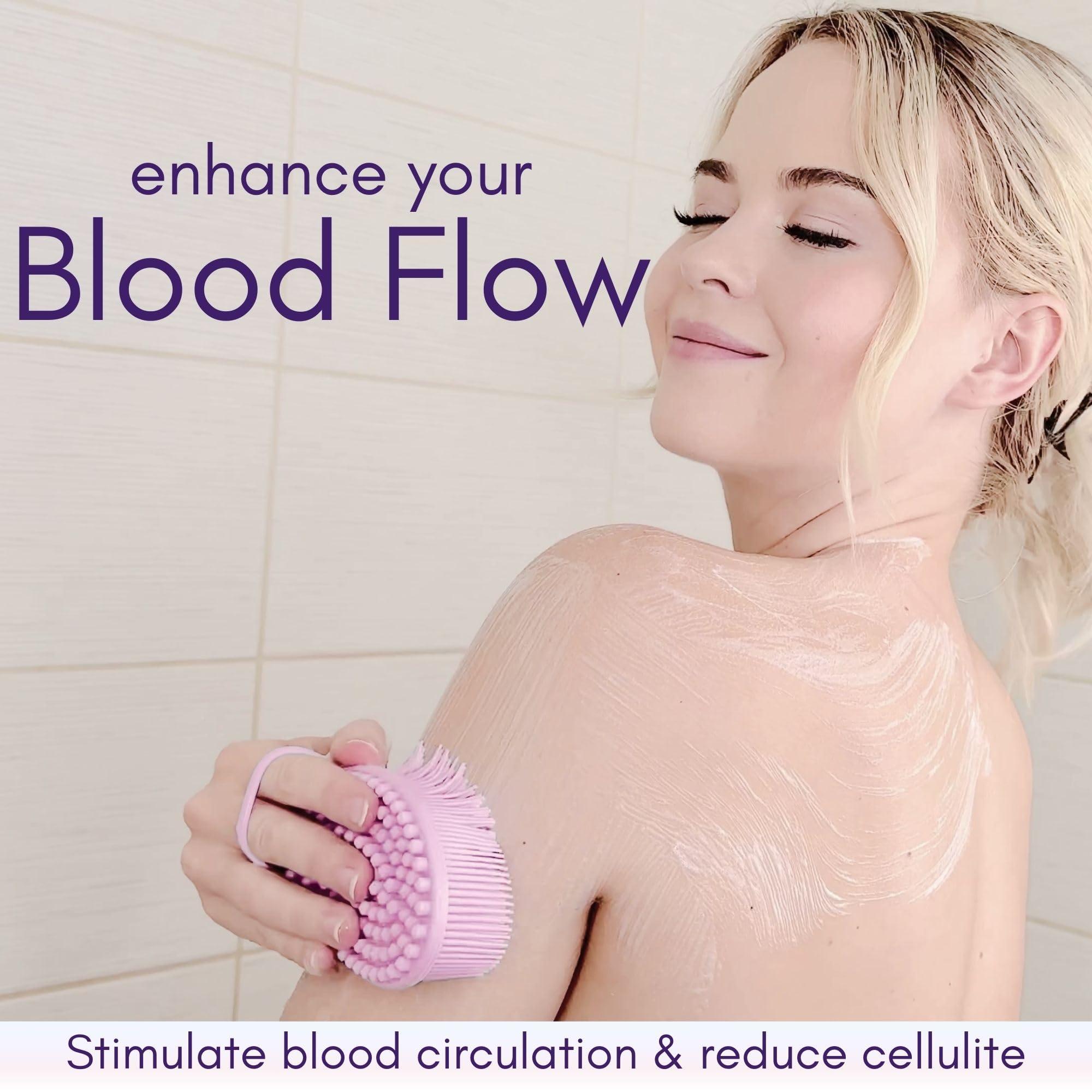 Avilana Avilana Silicone Exfoliating Body Scrubber Dual-Sided Silicone Loofah for Shower, Body Scrubber for Men & Women, Gentle Loofa Alternative, Easy-to-Clean Silicone Body Scrubber (Marbled with Silver)