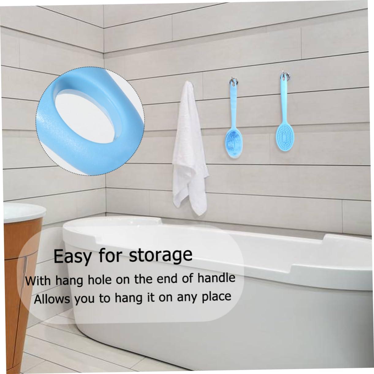 MERRYHAPY MERRYHAPY Silicone Bath Brush Back Scrub Brush Body Wash Scrubber Shower Brush Cleaning Brush Back Scrubber for Shower Bath Body Brush Back Brush for Shower Handle Blue
