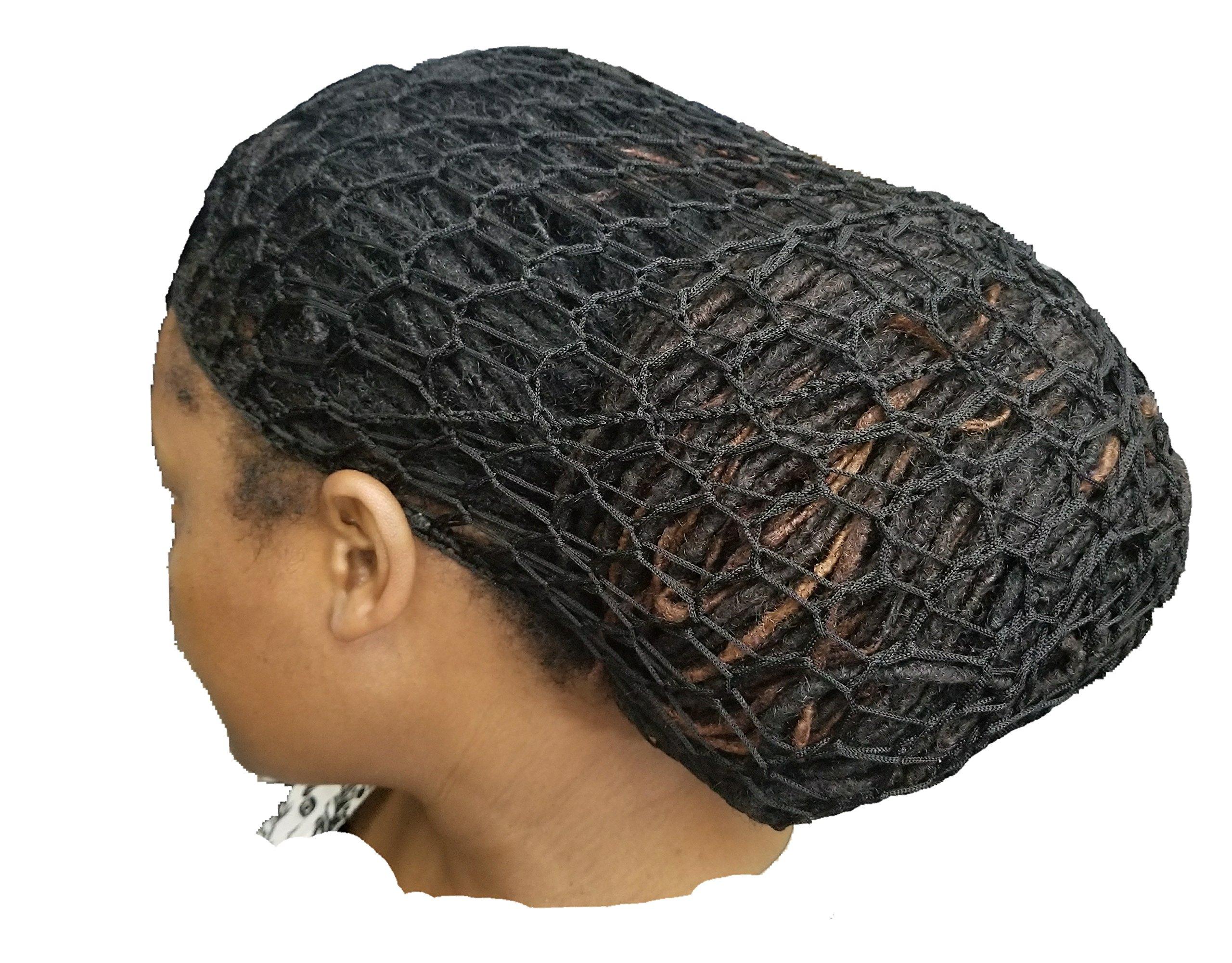 FIREBUNs FIREBUNs Black Fishnet Hair Net Hairnet Slouchy Cover Cap Hat Rasta Rastafari Dreadlocks Up to M/L