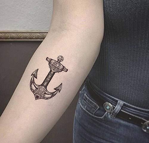 SanerLian SanerLian Anchor Ship Temporary Tattoo Sticker Waterproof Fake Tatoo Men Women Adult Boys Teens Body Art 10.5X6cm Set of 12 (SF032)