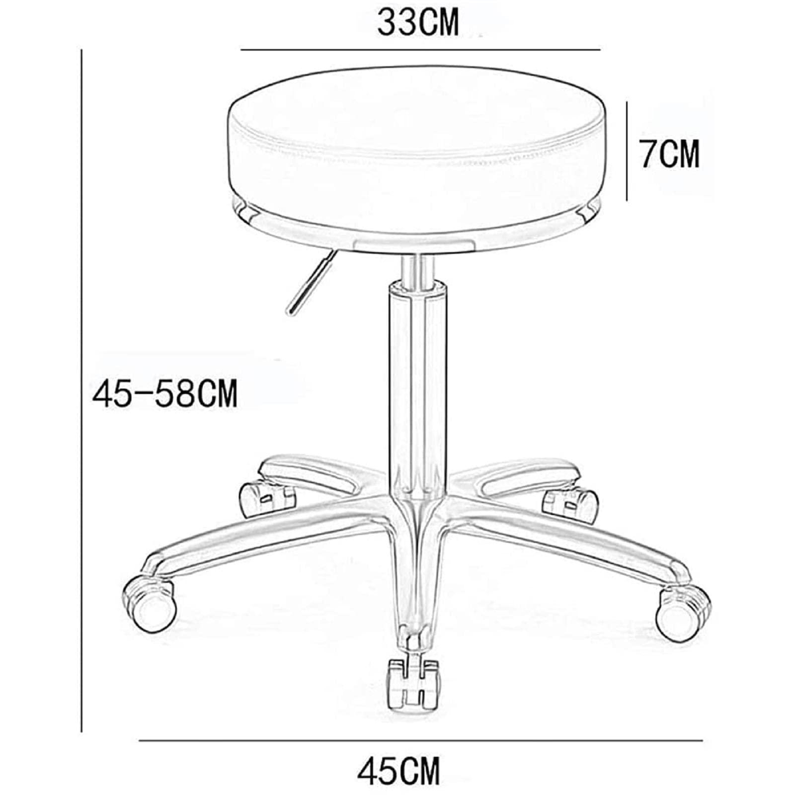 FMOGGE 360 Rolling Rotation Salon Stool,Round Leather Cushion Beauty Chair 330 Lbs Load Heavy Hydraulic Stool,Lifting Wheel and Gold Stainless Steel Base,for spa Work Office Massage Nail Tattoo Work Chair