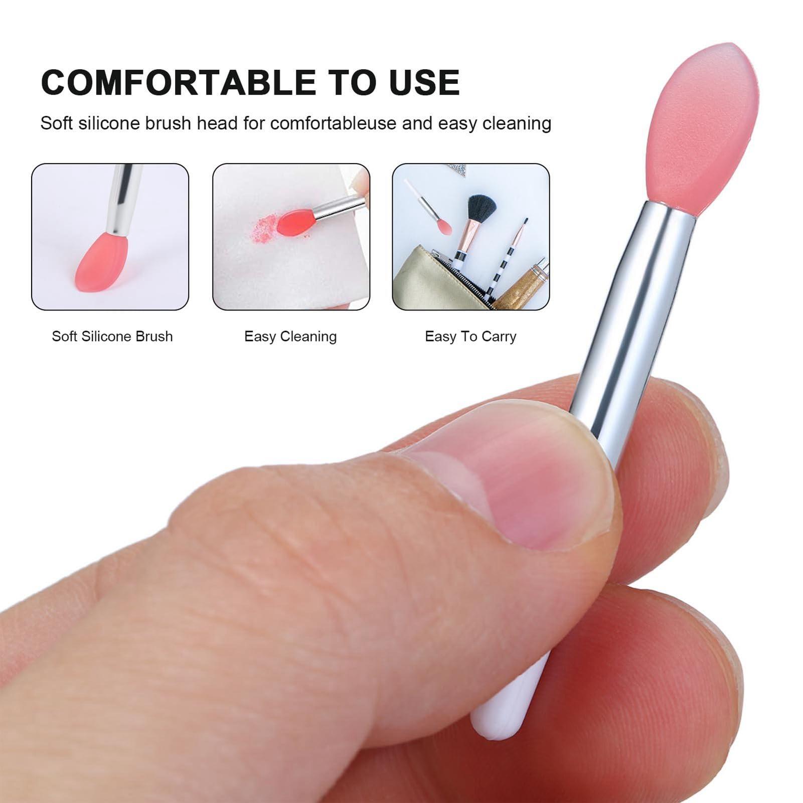 Ymiko Lip Applicators Disposable, Silicone Lip Brushes, Black, White, Pink (Optional) Lip Applicators Silicone Lip Applicator with 10 Silicone Lip Brush and 2 Anti lost Cover for