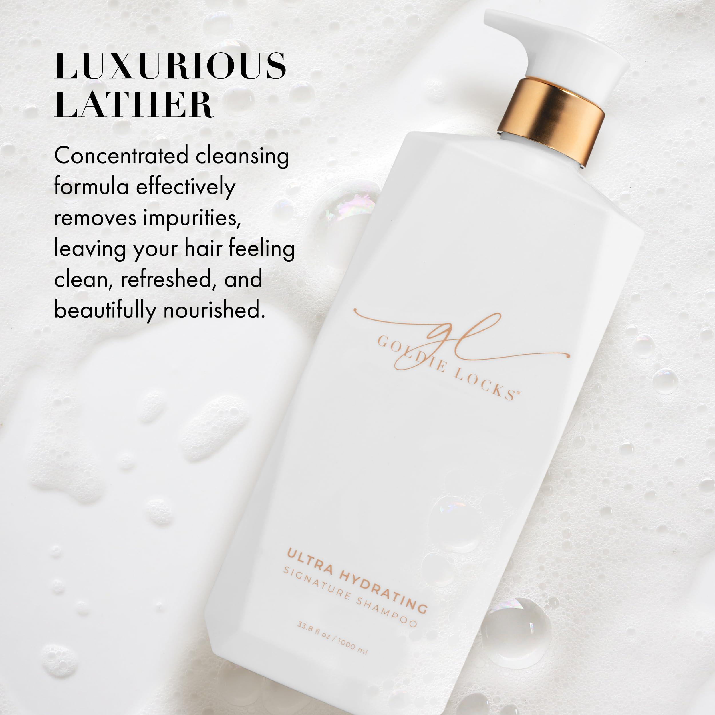 Goldie Locks Goldie Locks Ultra Hydrating Signature Shampoo, Safe for Hair Extensions & Colored Hair, Maintains Texture & Shine, Encourages Healthy Hair Growth, Protein-Free, Sulfate-Free, Moisturizing, 33.8 Fl Oz