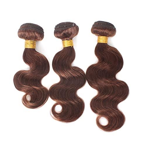Kapelli Hair Kapelli Hair Brazilian Body Wave Bundles with Closure (12 14 16+12) 10A Light Brown Body Wave Human Hair Bundles with Lace Closure Brazilian Virgin Hair 3 Bundles with Lace Closure with Baby Hair
