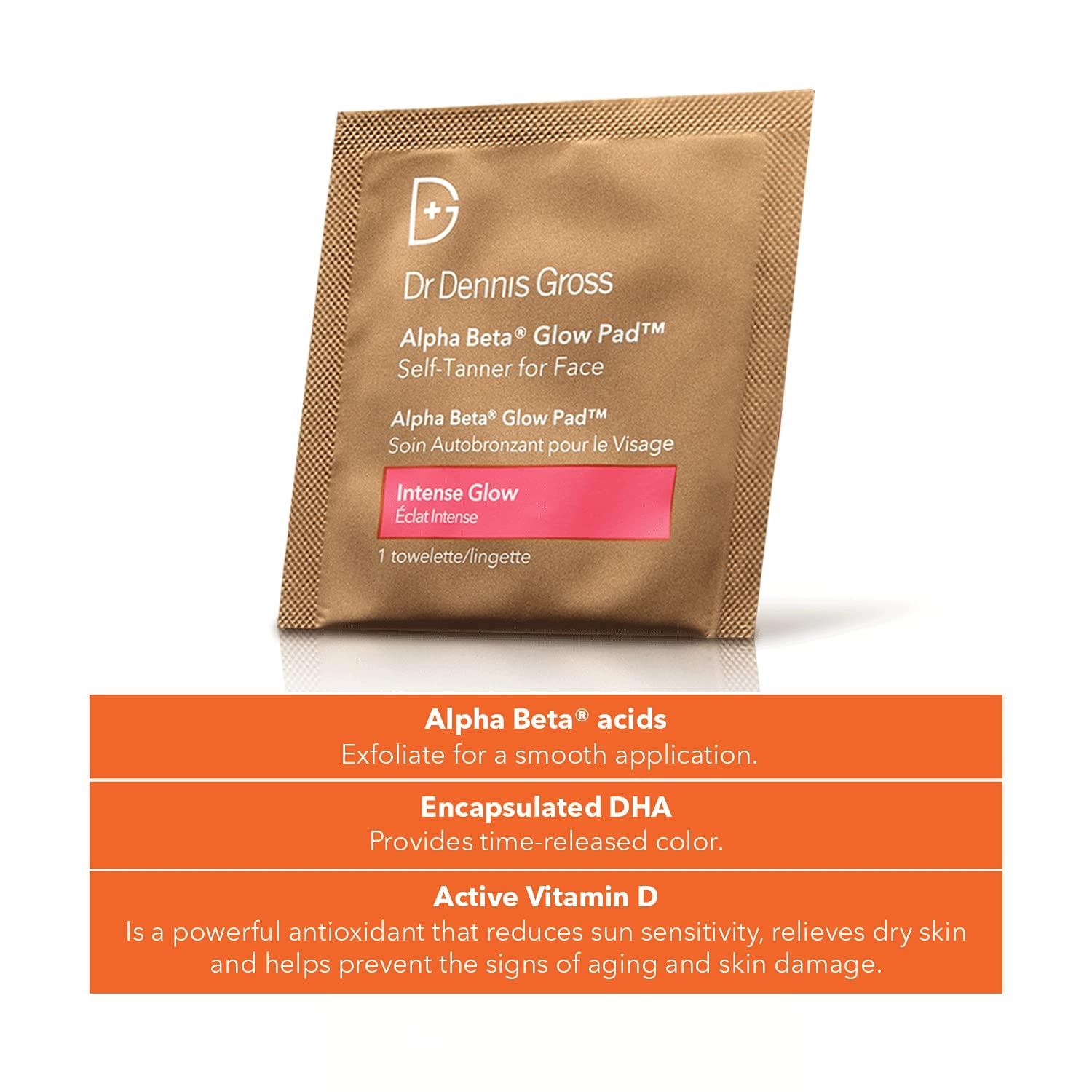 Dr Dennis Gross Dr. Dennis Gross Alpha Beta Glow Pad Intense Glow for Face: for Dull Skin Lacking Radiance & Glow, (20 Towelettes)