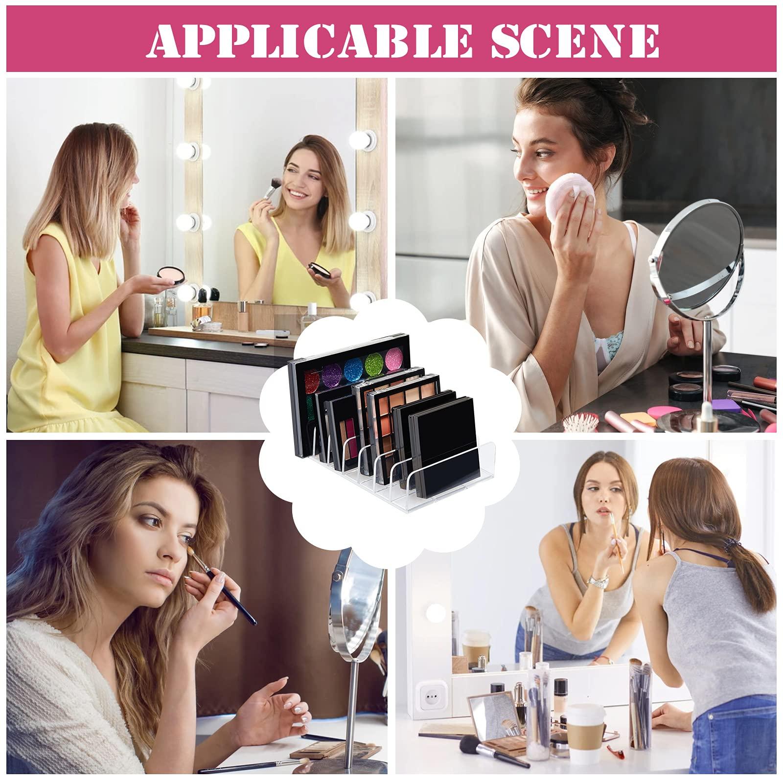 Croudoa Eyeshadow Palette Organizer,Acrylic Clear Makeup Palette Organizer for Bathroom Countertops,Vanities,7 Sectons Makeup Pllet Organizer,Cosmetics Storage Solution for Eyeshadow Palette Contour Kit