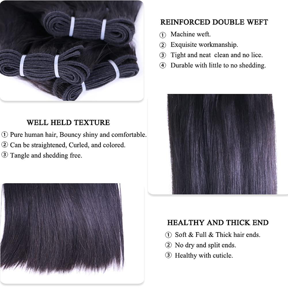 Queen Hair Queen Hair Products Double Drawn Bone Straight Human Hair Unprocessed Brazilian Virgin Hair Top Quality Full Bundle 100% Human Hair Weft (18 20 22inches)