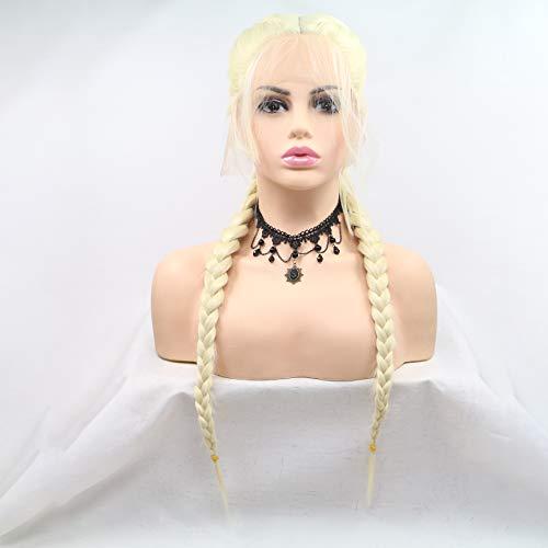 karissa Hair Blonde Braided Wigs for Women 613 Blond Lace Front Wig Handmade Natural Hairline Twist Braid Wig Long Soft Braidding Hair Glueless Synthetic Heat Resistant Fiber Day Cospaly 24inches