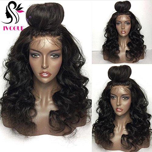 iVogue Hair Malaysian Virgin Human Hair Full Lace Wigs Loose Bouncy Wave Glueless Lace Front Wigs with Pre Plucked Baby Hair for Black Women (18"FullLaceWig)
