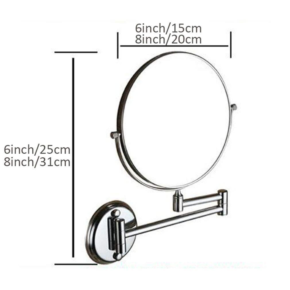 Suuim Makeup Vanity Mirror,Two-Sided Wall Mounted Beauty Mirror 3X Magnification Bathroom Mirror Extendable Cosmetic Mirror,Silver (Silver 8inch) (Silver 8
