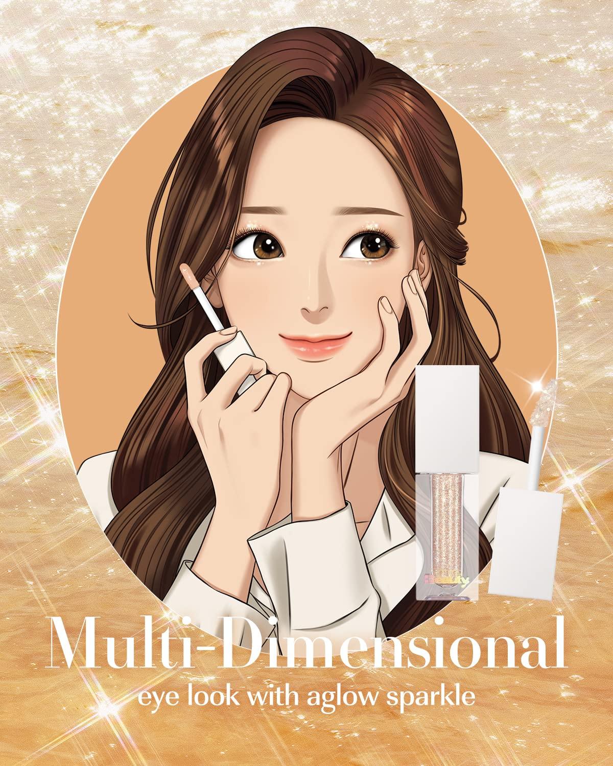 AMTS AMTS Webtoon True Beauty - 02 Some Sweet Glitter | Liquid Pink Gold Chunky Glitter Eyeshadow | Highlighter, K-Drama Korean Makeup, Highly Pigmented, Long Lasting Shimmer (Some Sweet)