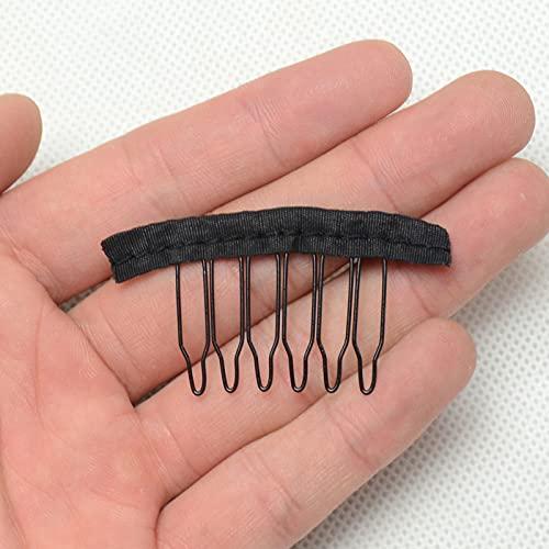 Jozlynn Jozlynn 12pcs Wig Combs for Making Wig,6 Teeth Wig Clips Stell Tooth For Hairpiece Caps DIY (12 pcs, Black)