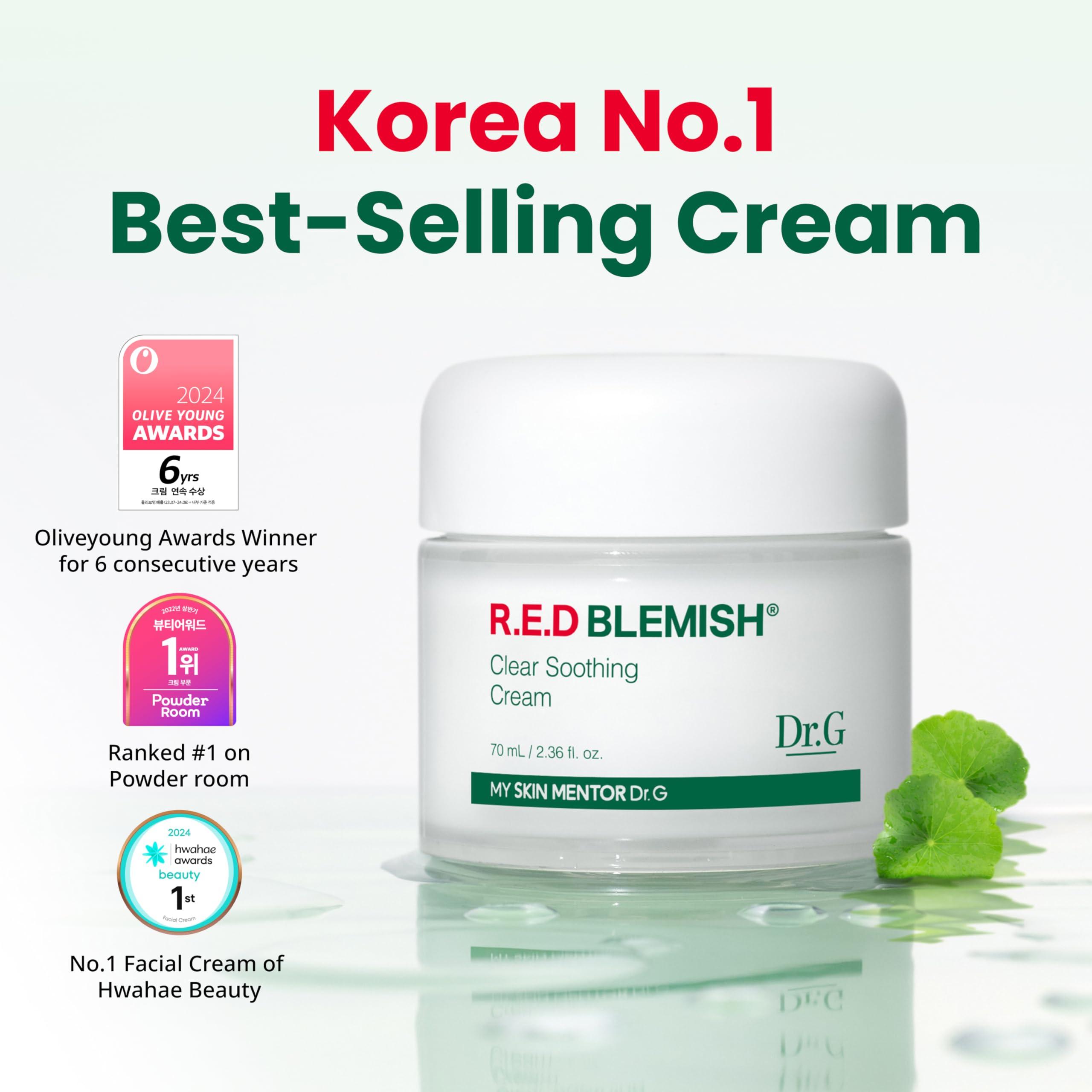 Dr.G Dr.G Red Blemish Clear Soothing Korean Moisturizer Face Cream, 70ml - Cica Cream, Korean Skin Care Moisturizer, Korean Face Moisturizer, Facial Moisturizer, Korean Skincare, K Beauty Skincare Coreano