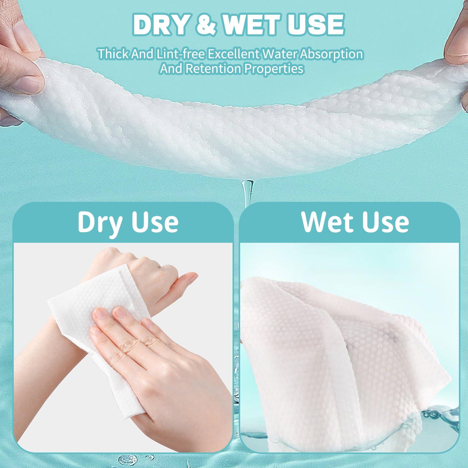 CenYouful Disposable Face Towel 100 Count, Soft Cotton Facial Dry Wipes, Multi-Purpose for Skin Care, Makeup Remover, Face Wipes and Facial Cleansing