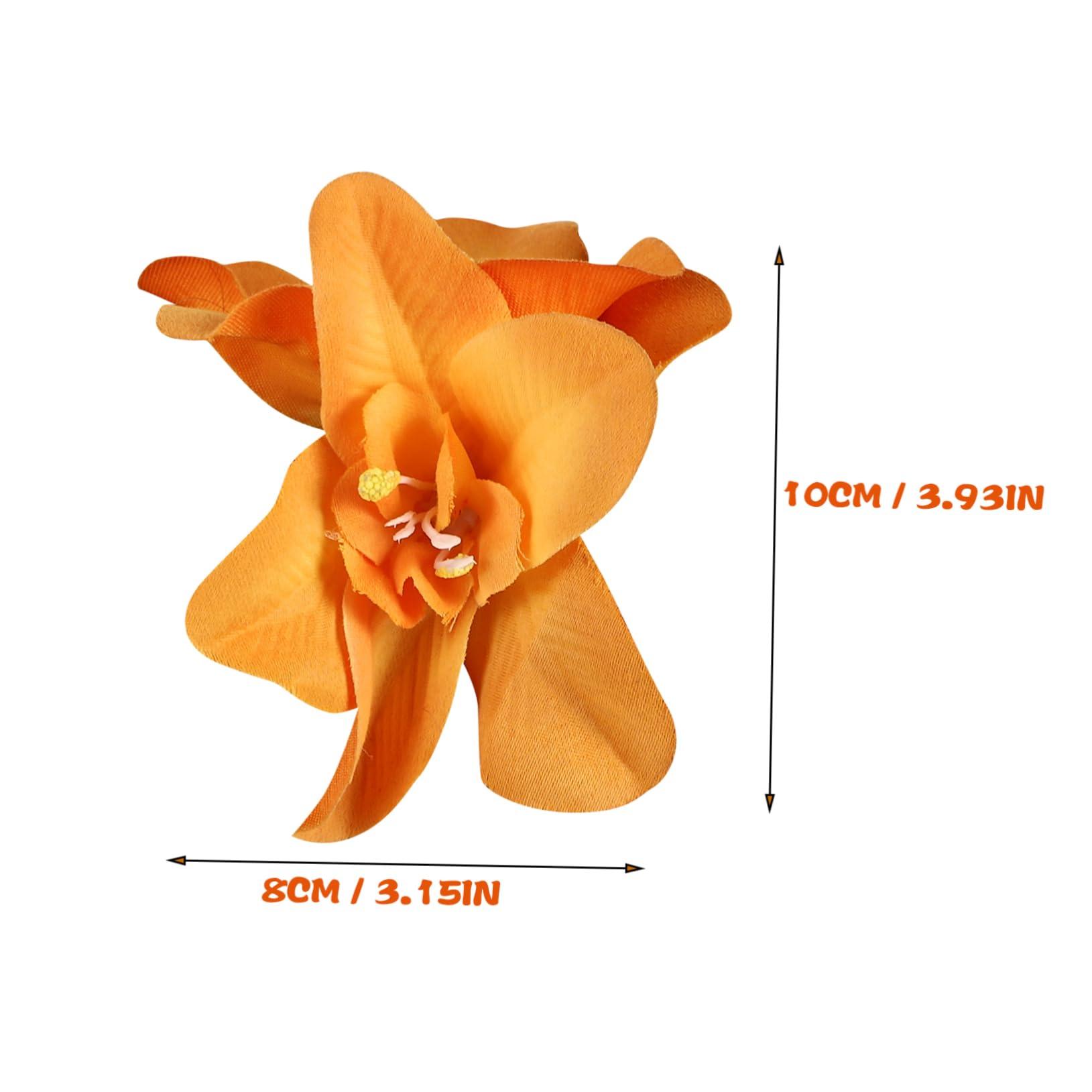 INOOMP INOOMP 5pcs Artificial Hair Clip Hawaiian Hibiscus Plumeria Hairpin Orchid Headdress Headwear Hawaii Hawaiian Plumeria Clips Bridal Wedding Party Beach for Woman Girl Lady