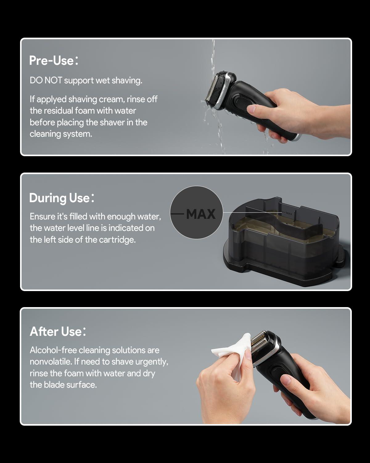 Yinke Yinke Reusable Cleaning Cartridge with 6 Pack Refill Cleaning Concentrate Capsules for Braun Clean & Renew CCR, Replacement Shaver Cleaner Solution for Clean&Charge Cleaning System, (6+1 Set)