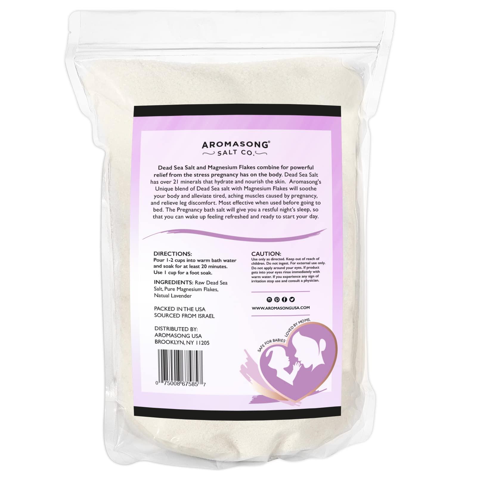 Aromasong Aromasong Dead Sea Pregnancy Bath Soak 5 LB - Natural Lavender with Pure Magnesium Flakes & Minerals - Used for Pregnancy & Postpartum Muscle Ache & Leg Discomfort - Better Absorbing Than Epsom Salt