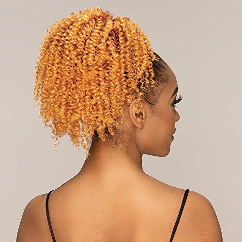 Janet Collection Janet Collection Remy Illusion Ponytail Extension 10.5-inch Coily Pony Tails Hair Extensions Premium Synthetic Hair Ponytail Extension Drawstring Kinky Curly Ponytail 82g (CARMINE)
