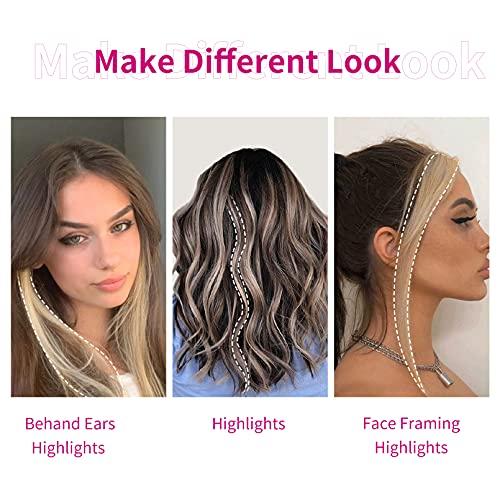 REECHO REECHO Long Side Air Bangs, Wavy Curly Clip in Curtain Bangs Front Side Bangs Face-Framing Highlights for Women Daily Use 2 PCS Set Long Temples-Black Brown