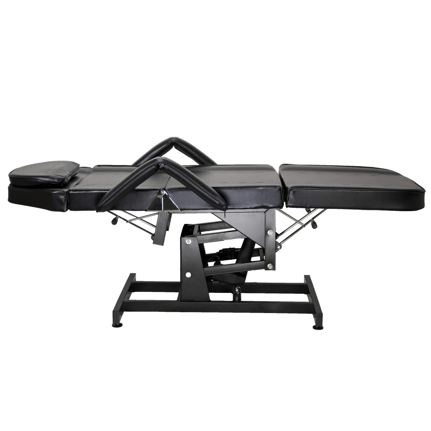 LCL Beauty LCL Beauty Electric Height Adjustable Tattoo Facial Esthetician Chair Lash Treatment Bed Electric Lift Massage Spa Microblading Procedure Table (Black)