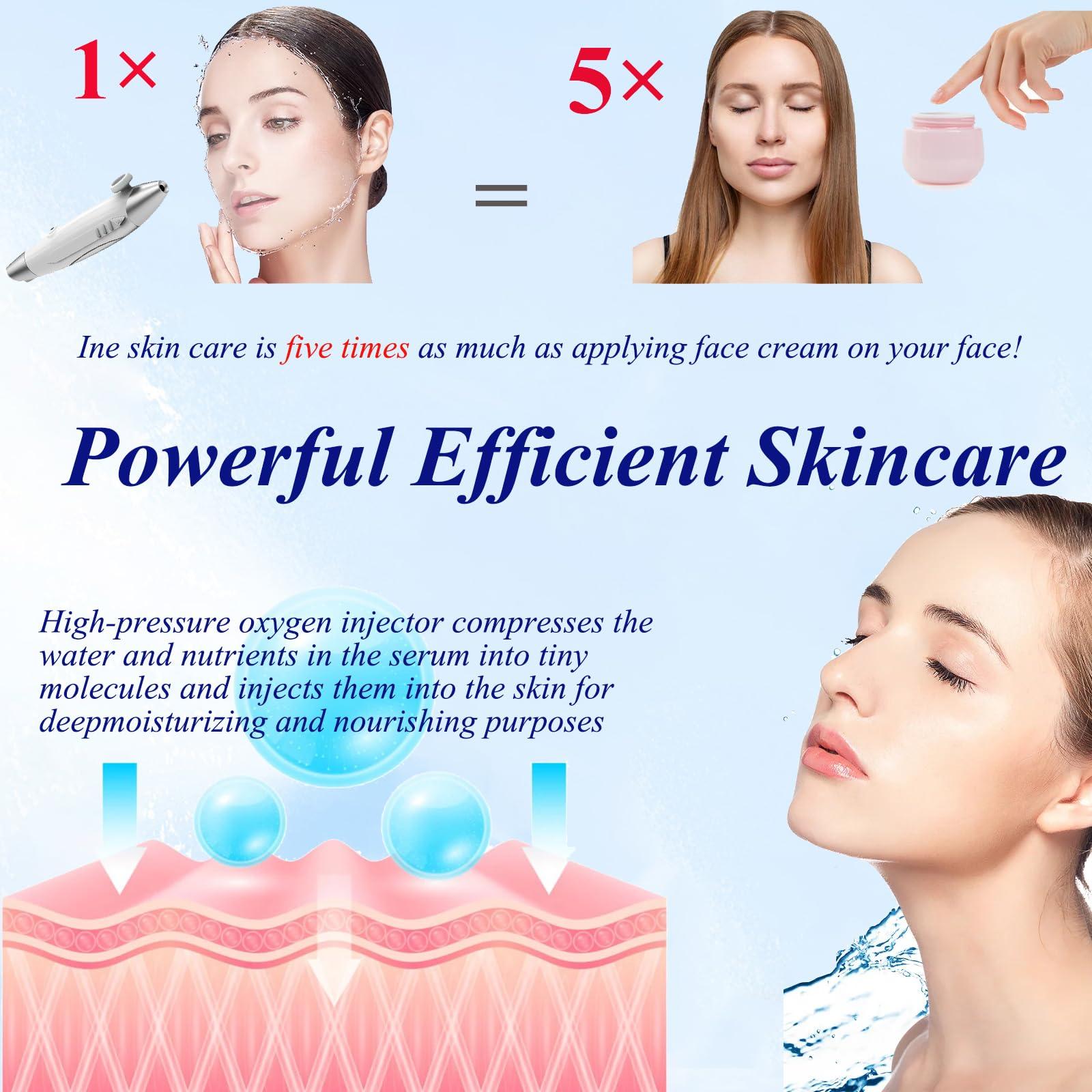 Elitzia Oxygen Facial Machine Oxygen Infusion Device Oxygen Sprayer Facial Nutrient Solution Set SPA Skincare Facial Machine Anti Aging Beauty Salon Machine 1.69fl.oz Per Bottle Eitzia