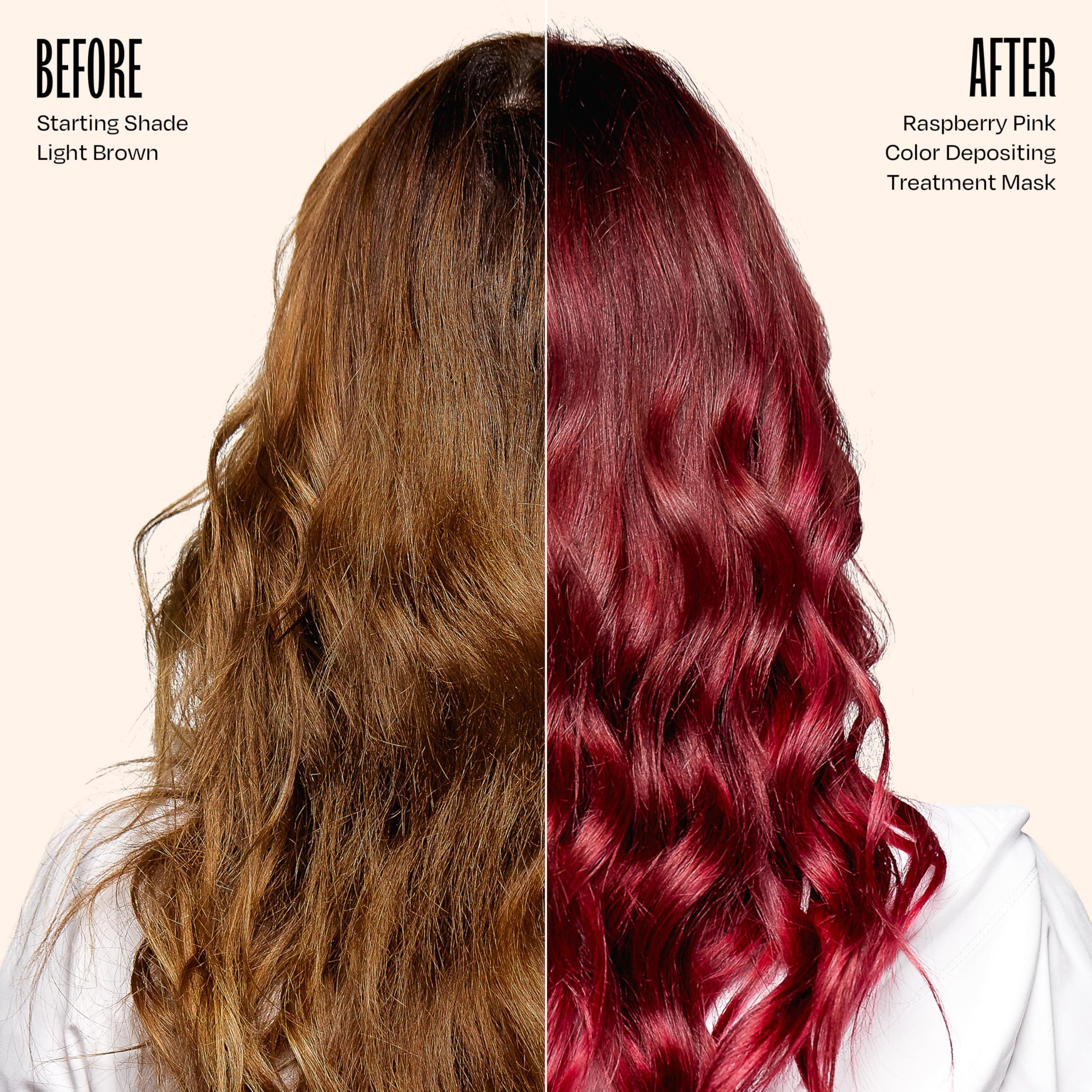 oVertone Overtone Color Depositing Semi-Permanent Hair Dye Conditioner - 8 oz For Natural & Color-Treated Hair, Moisturizing Shea Butter & Coconut Oil - Vegan & Cruelty-Free, Pink for Brown is now Raspberry