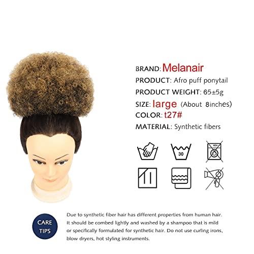 Melanair Melanair Afro Synthetic Puff Drawstring Ponytail Short Kinky Curly Hair Ponytail Hair Extensions with 2 Clips (T27#)