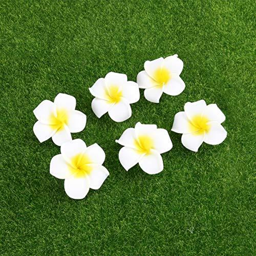 Beaupretty 100pcs Wedding Flower Frangipani Flower Fresh Flower Leis Artificial Frangipani Hawaiian Flowers Hawaiian Flower Hair Flower Hair Wreath Flower Hair Clips Foam Diy Bride White 6cm