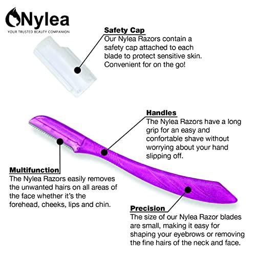 Nylea Nylea 3-Pack Eyebrow Razor Trimmer for Women Face [Extra Precision] Peach Fuzz Remover | Disposable Dermaplane Facial Hair Shaper | Dermaplaning Shaving Removal Tool - Facial Shave Shaver Blades