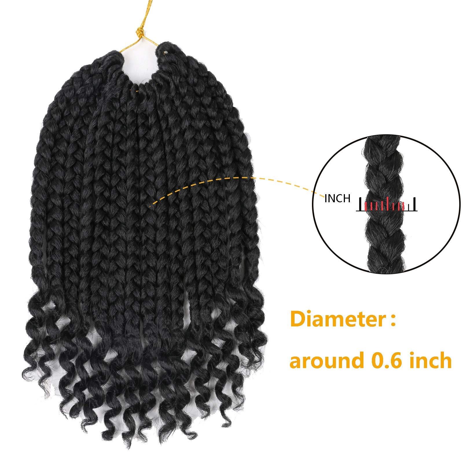 Layashow 10 Inch Bob Box Braid Crochet Hair with Curly Ends 6 Packs Synthetic Hair Crochet Braid Hair for Black Women (2#, 10 Inch)