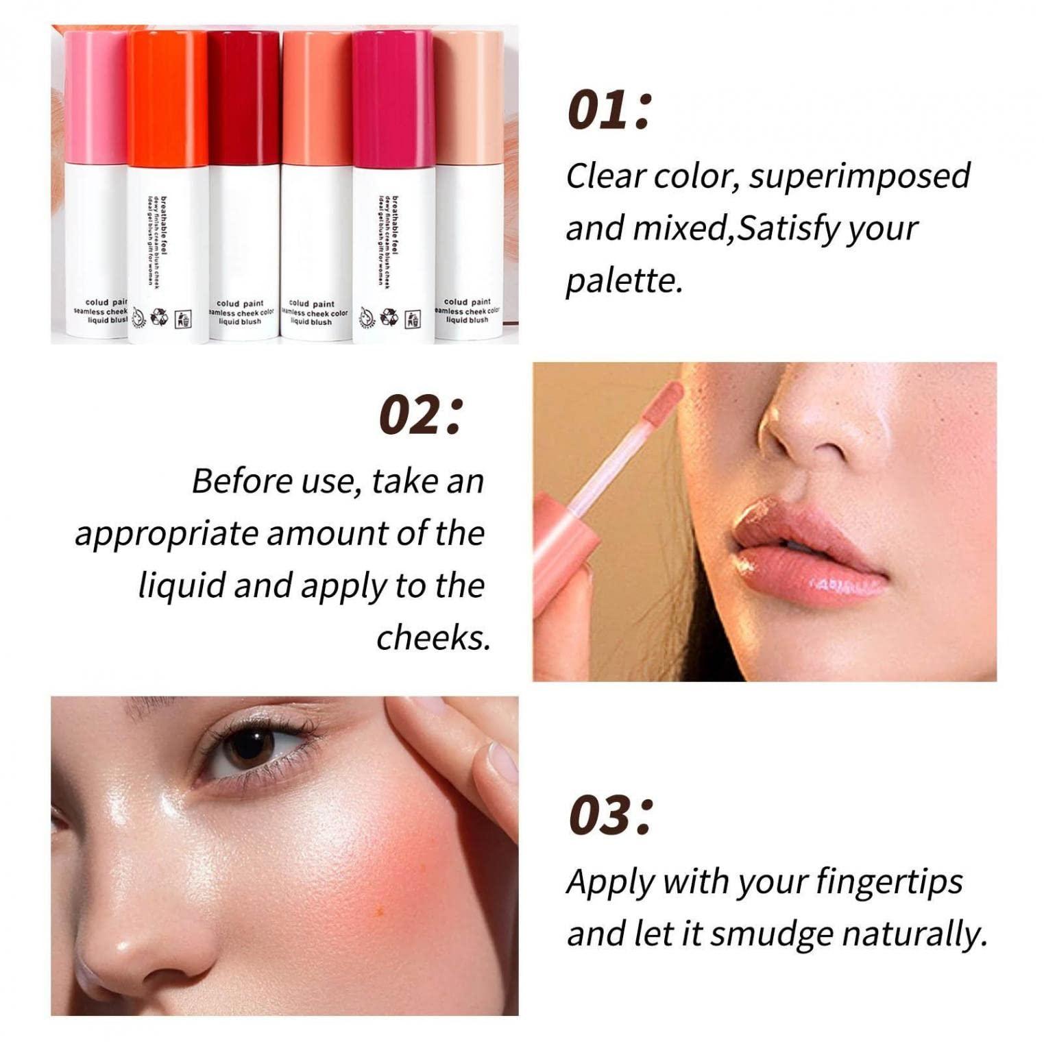 Women Makeup Peach Liquid Blush Makeup Long Lasting Lightweight Natural Color Breathable Feel Sheer Flush of Color Cheek Blusher Cream Gel 9.5ml