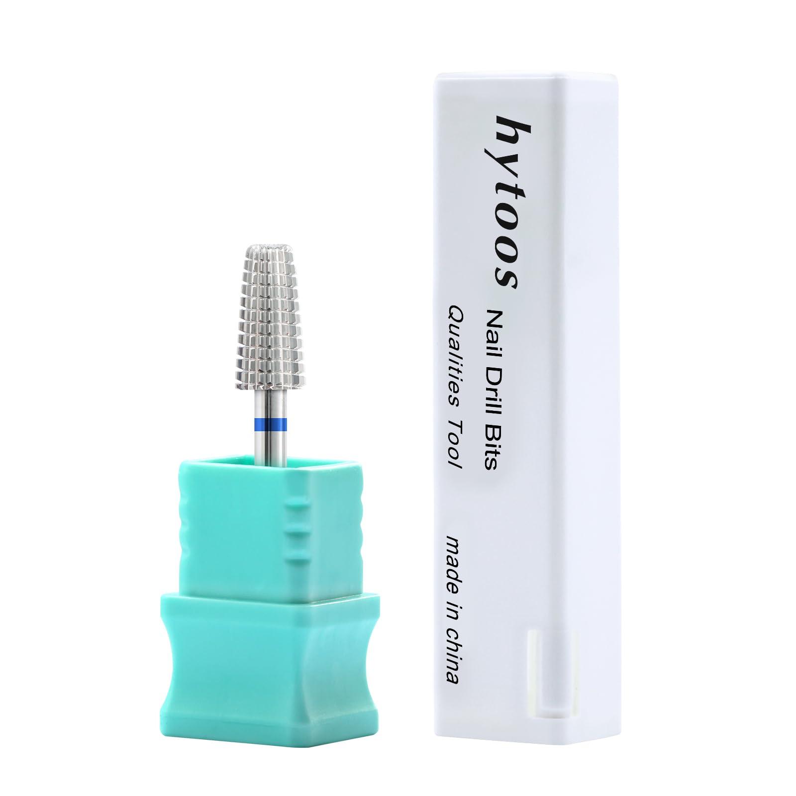 hytoos HYTOOS Mini 5 in 1 Nail Drill Bit, 10mm Tapered Drill Bits for Nails, 3/32\" Two-way Professional Safety Carbide Nail Bits, Electric Manicure Acrylic Gel Polish Cuticle Clean Removal Tool, Medium